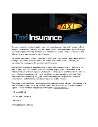 taxi insurance nsw