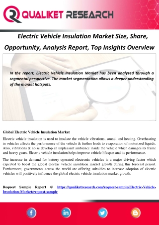 Electric Vehicle Insulation Market Size, Share,  Opportunity, Analysis Report, Top Insights Overview