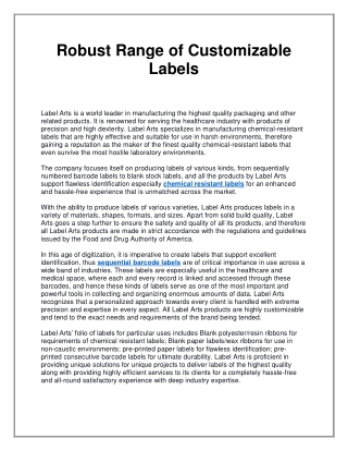 Robust Range of Customizable Labels
