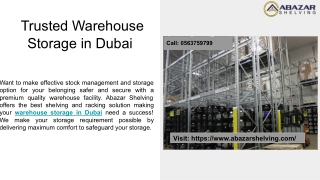 Trusted Warehouse Storage in Dubai