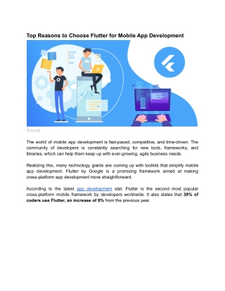 TOP 5 REASONS TO CHOOSE FLUTTER FOR MOBILE APP DEVELOPMENT