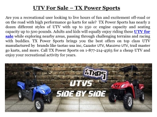 UTVs for Sale - TX Power Sports