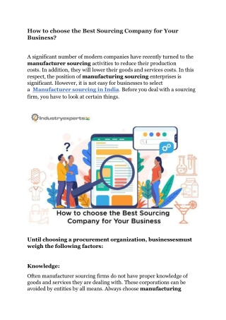How to choose the Best Sourcing Company for Your Business