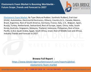 Elastomeric Foam Market Is Booming Worldwide - Future Scope ,Trends and Forecast to 2027