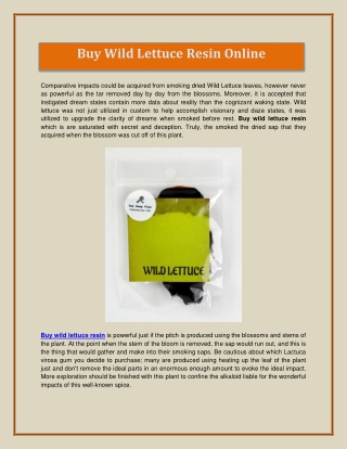 Buy Wild Lettuce Resin Online