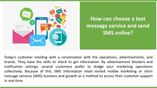 How can choose a text Message Service and Send SMS Online?