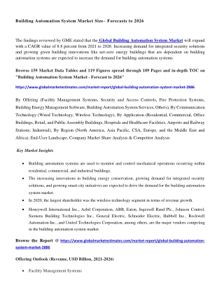 Building Automation System Market Size - Forecasts to 2026