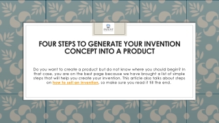 Four Steps to Generate Your Invention Concept into a Product