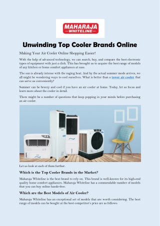 Unwinding Top Cooler Brands Online