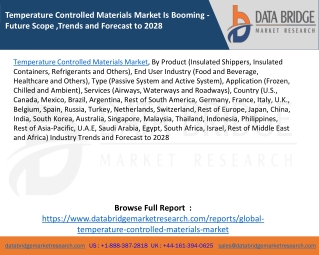 Temperature Controlled Materials Market Is Booming - Future Scope ,Trends and Forecast to 2028