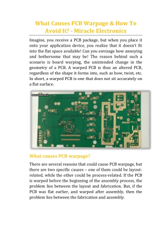 What Causes PCB Warpage & How To Avoid It - Miracle Electronics