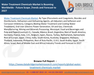 Water Treatment Chemicals Market Is Booming Worldwide - Future Scope ,Trends and Forecast to 2027