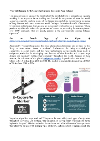 Why will Demand for E-Cigarettes Surge in Europe in Near Future?