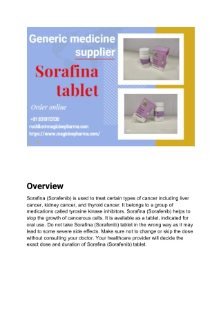 Sorafina tablet price in India