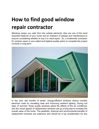 How to find good window repair contractor