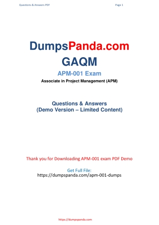 Updated and Valid APM-001 Practice Test Exam