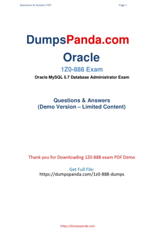 New Upadated 1Z0-888 PDF Dumps
