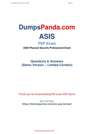 Latest and Updated PSP PDF Dumps
