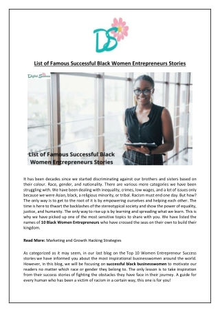 List of Famous Successful Black Women Entrepreneurs Stories
