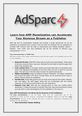 Learn how AMP Monetization can Accelerate Your Revenue Stream as a Publisher