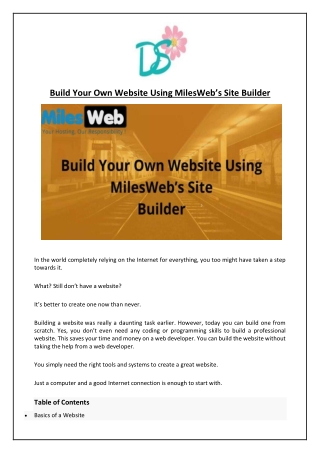 Build Your Own Website Using MilesWeb’s Site Builder
