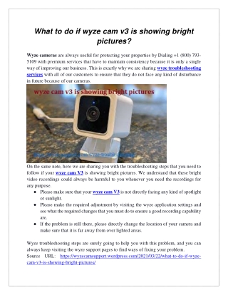 What to do if wyze cam v3 is showing bright pictures