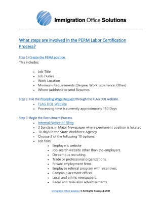 What steps are involved in the PERM Labor Certification Process