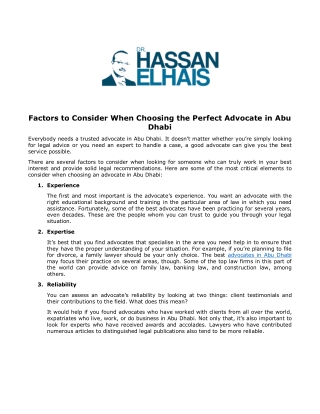 Factors to Consider When Choosing the Perfect Advocate in Abu Dhabi