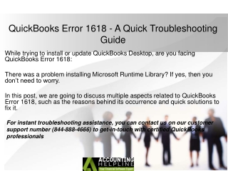 What is QuickBooks Desktop error 1618 and how to solve it
