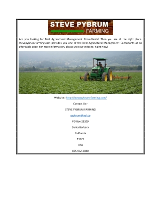 Best Agricultural Management Consultants | Stevepybrum-farming