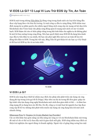 Ví EOS Là Gì? 13 Loại Ví Lưu Trữ EOS Uy Tín, An Toàn