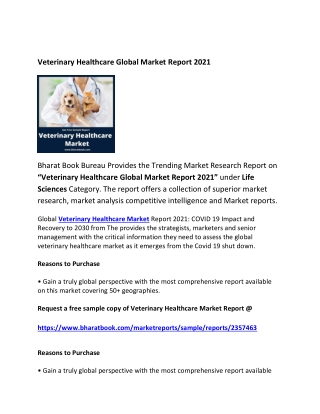 Global Veterinary Healthcare Market Forecast 2021