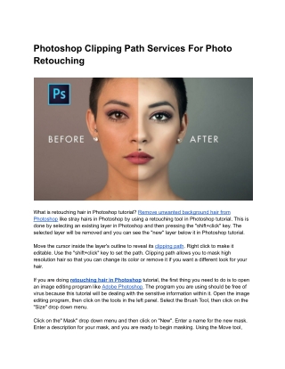 Photoshop Clipping Path Services For Photo Retouching