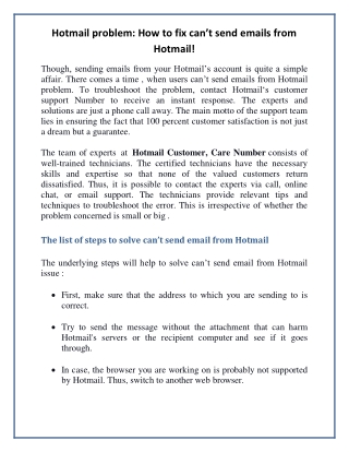 Hotmail problem: How to fix can’t send emails from Hotmail!