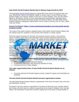 Asia Pacific Period Products Market