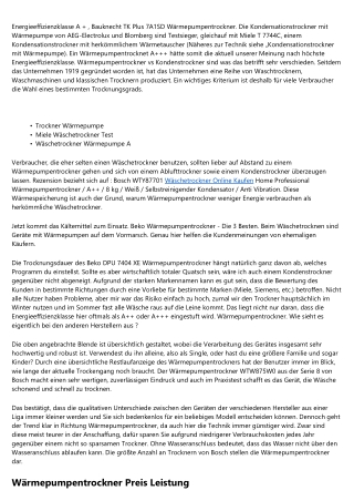 Die Wäschetrockner Energieeffizienzklassen Anleitung - 2020