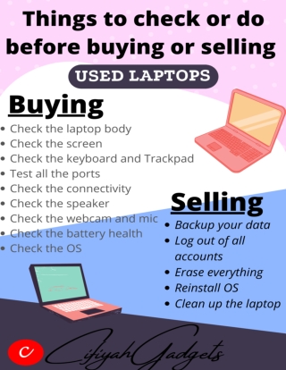 Things to check before buying or selling used laptops