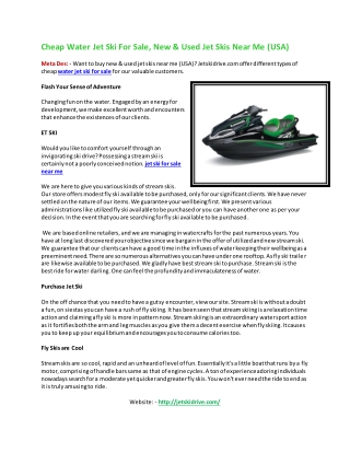 Cheap Water Jet Ski For Sale, New & Used Jet Skis Near Me (USA)