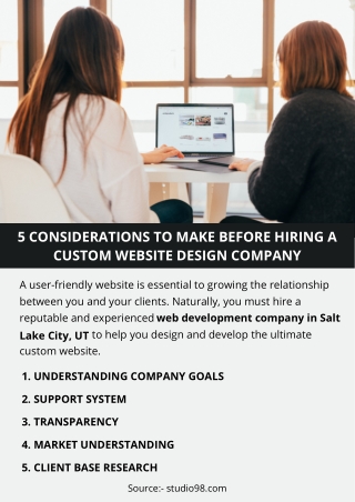 5 CONSIDERATIONS TO MAKE BEFORE HIRING A CUSTOM WEBSITE DESIGN COMPANY