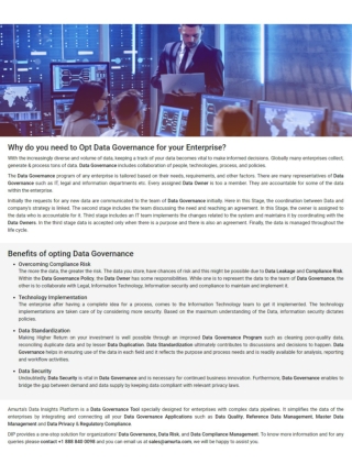 Why do you need to Opt Data Governance for your Enterprise?