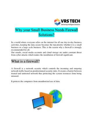 Why your Small Business Needs Firewall Solutions?