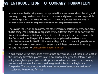 An Introduction to Company Formation