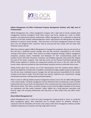 InBlock Management Ltd Offers Professional Property Management Solutions with High Level of Professionalism