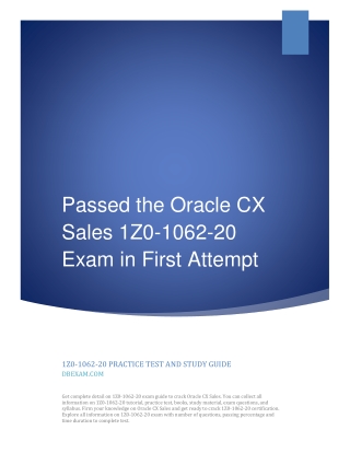 Passed the Oracle CX Sales 1Z0-1062-20 Exam in First Attempt PDF