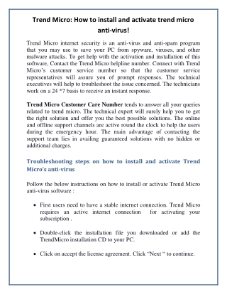 Trend Micro: How to install and activate trend micro anti-virus!