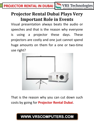 Projector Rental Dubai Plays Very Important Role in Events