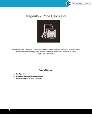 Magento 2 Price Calculator