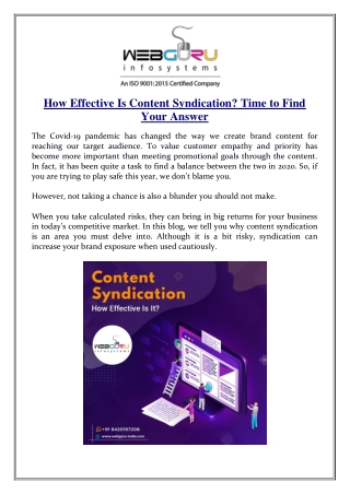 How Effective Is Content Syndication? Time to Find Your Answer