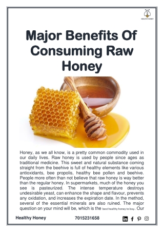 Major Benefits Of Consuming Raw Honey