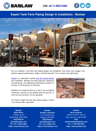 Expert Tank Farm Piping Design & Installation – Banlaw